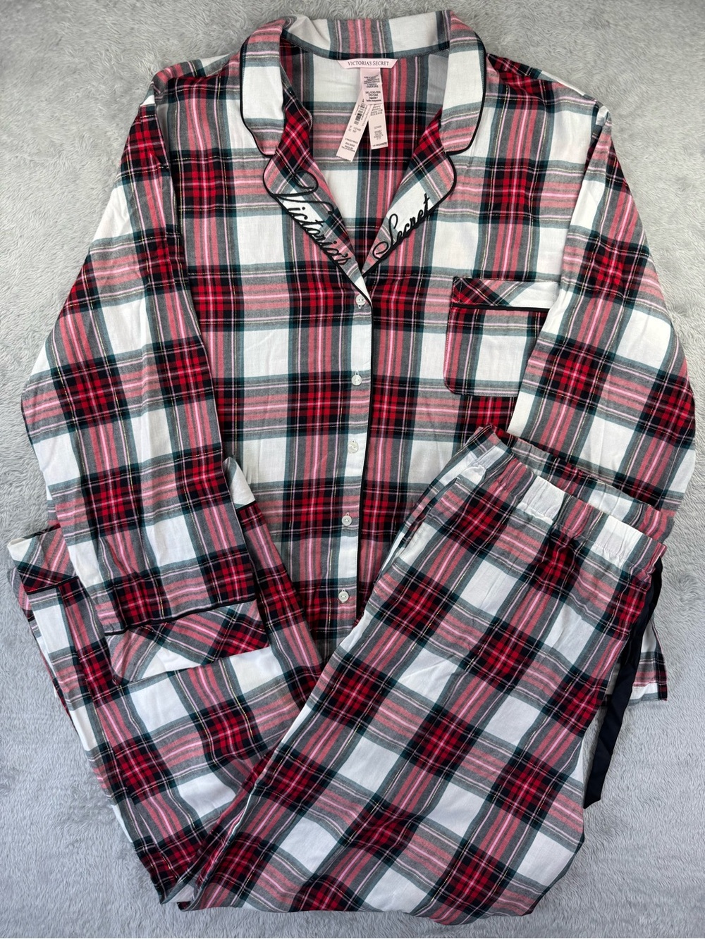 NWT Victoria’s Secret XXL Plaid Flannel Holiday Pajama Set